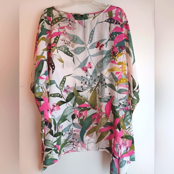 Wallis Multicolor Floral Tunic Poncho Top - Picture 1 of 6